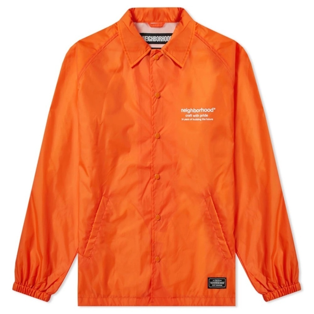 Vintage Neighborhood oversized lightweight nylon snap drawstring Orange Jacket S